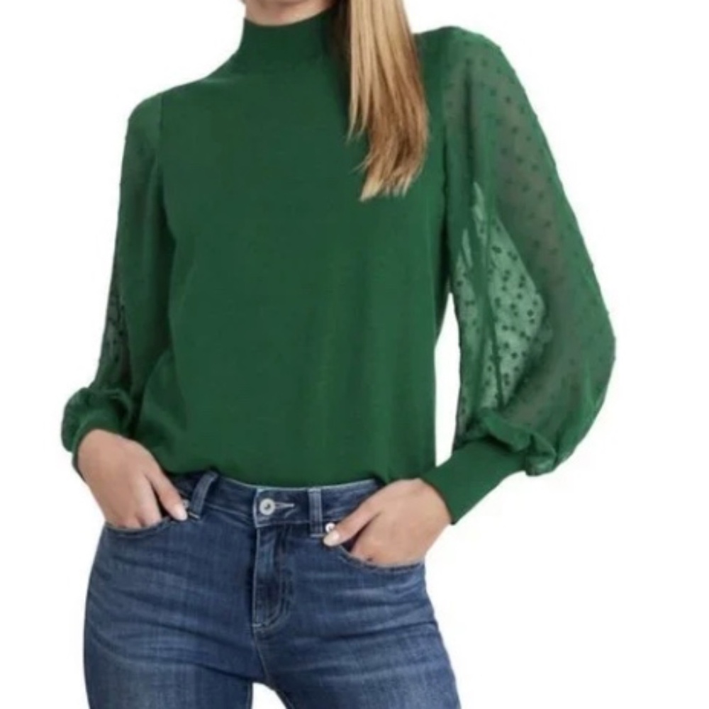 CECE Clip Dot Sleeve Cotton Blend Sweater*Size: S